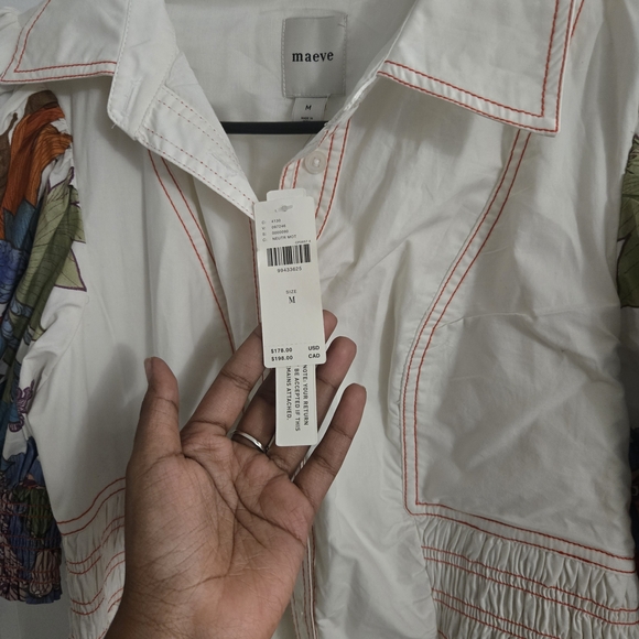 NWT MAEVE ANTHROPOLOGIE Multicolor Floral Puff Sleeve Smocked Shirt Dress - Picture 4 of 7